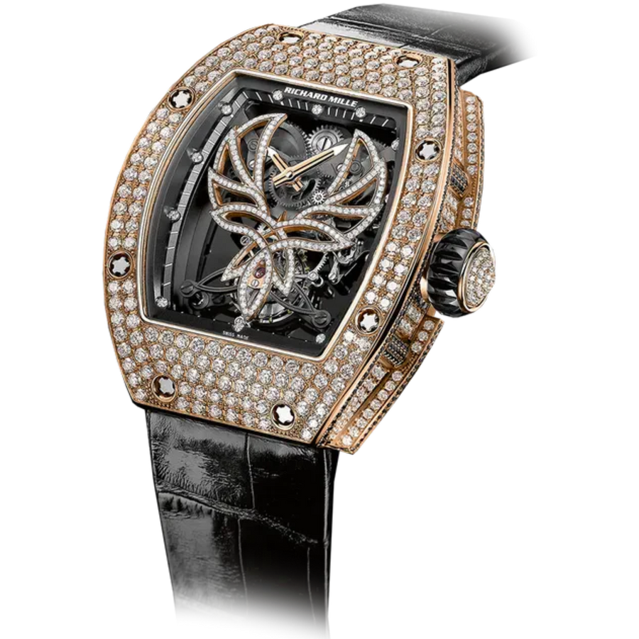 Richard Mille RM 051 Red Gold Diamond-Set Leather Strap luxury watch at 1Luxury Miami