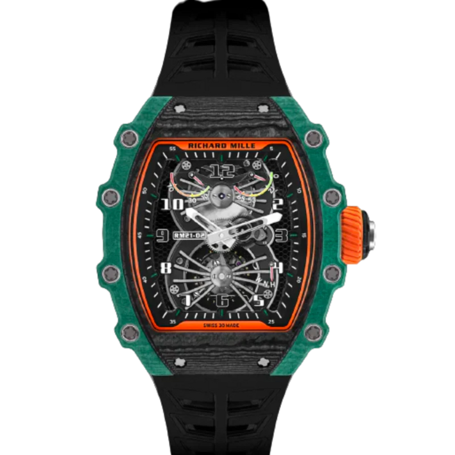 Richard Mille RM 21-02 Carbon TPT Diamond-Set Rubber Strap luxury watch at 1Luxury Miami