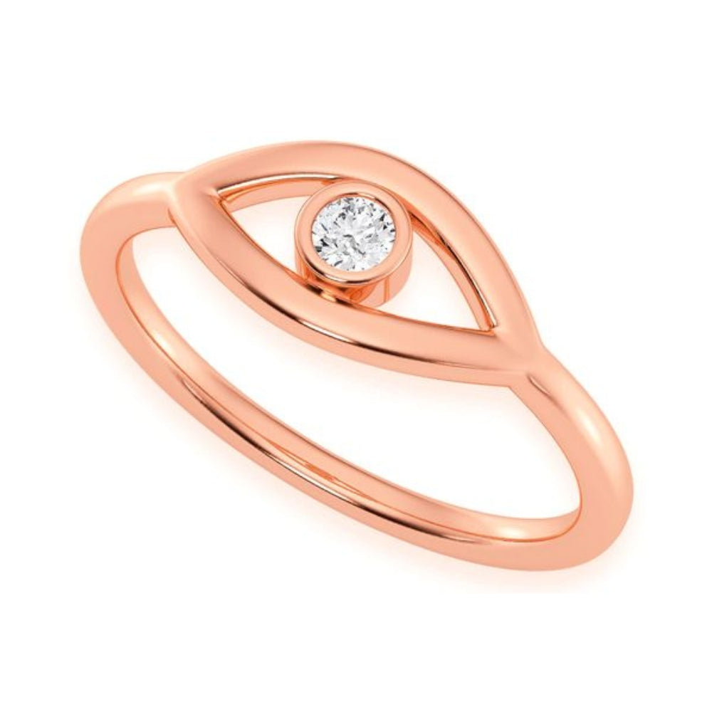 Evil Eye Diamond Ring 14k Solid Gold 0.05ctw