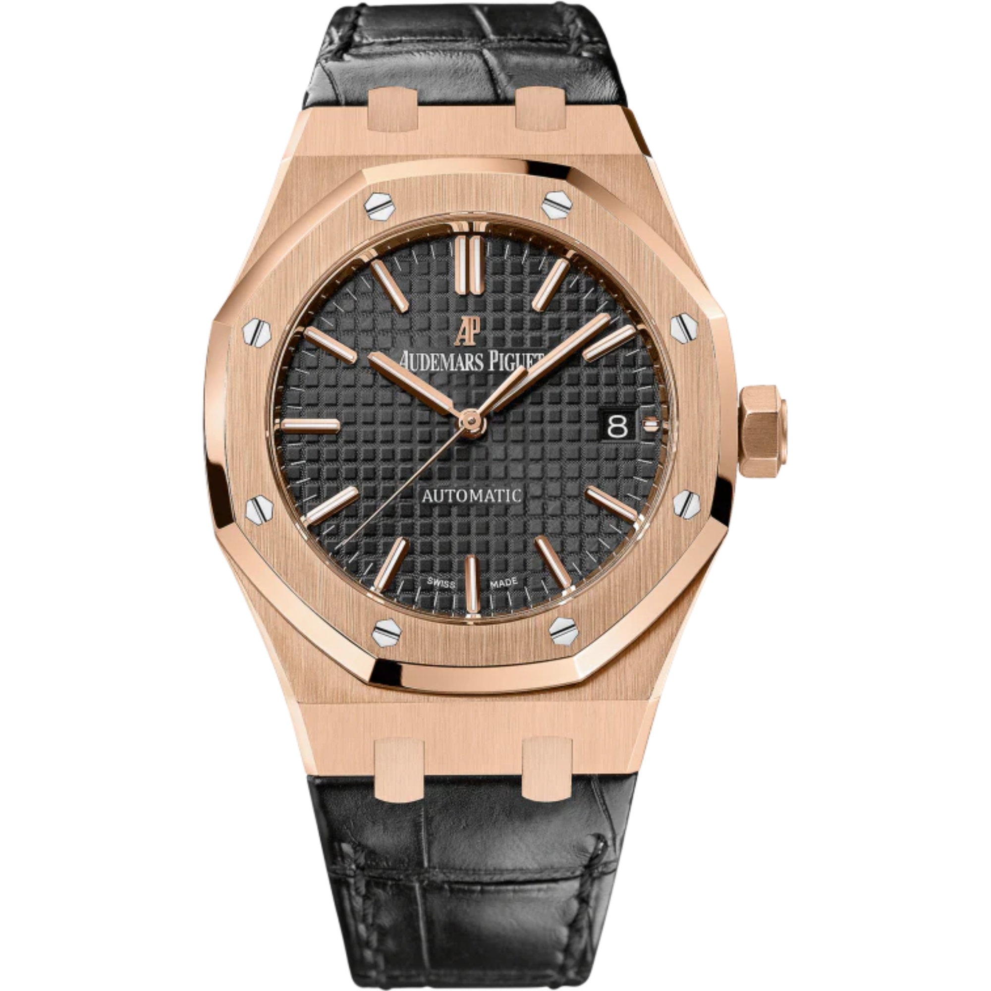 Audemars Piguet Royal Oak Ref. 15450OR.OO.D002CR.01 37mm Rose Gold Black Dial on Leather