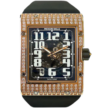 RM 016 Rose Gold Full Diamond Rubber Strap Rose Gold Full Diamond Case