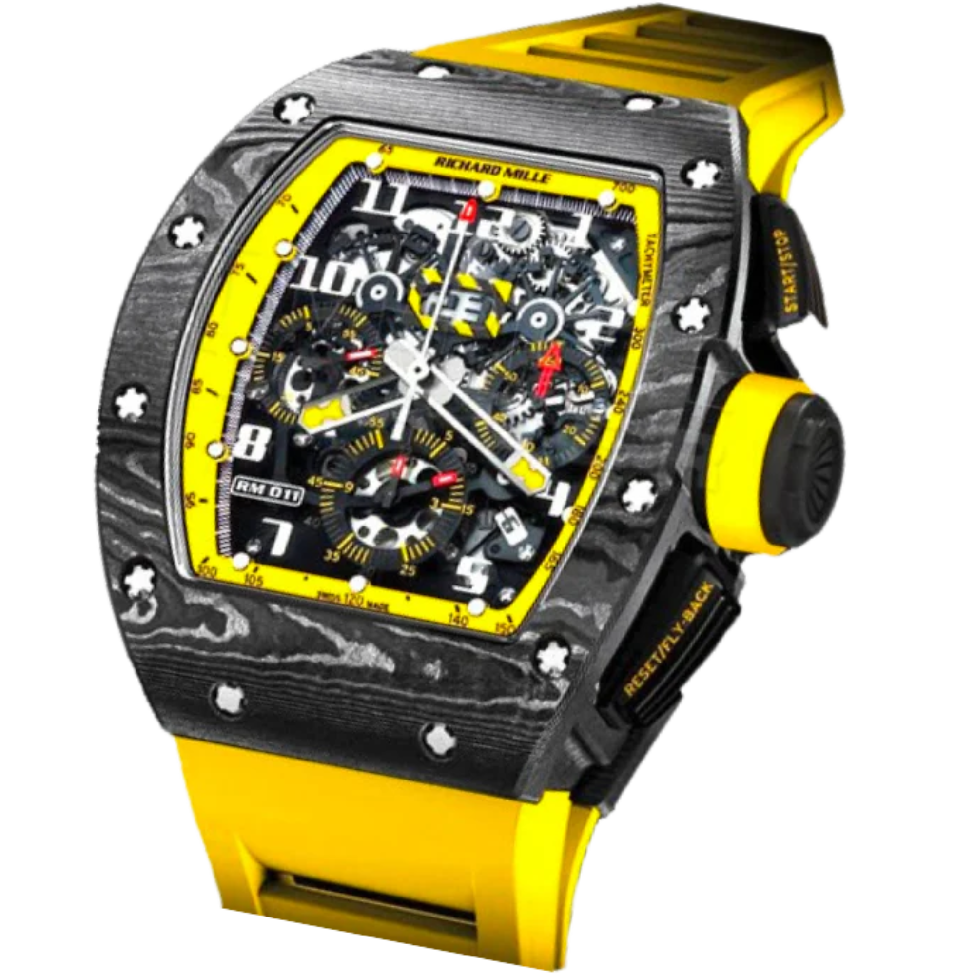 RM 011 Felipe Massa Yellow Storm Rubber Strap Carbon Fiber Case