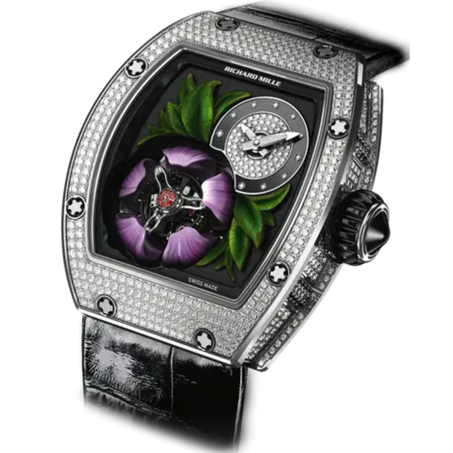 Richard Mille RM 19-02 White Gold Diamond-Set Leather Strap luxury watch at 1Luxury Miami