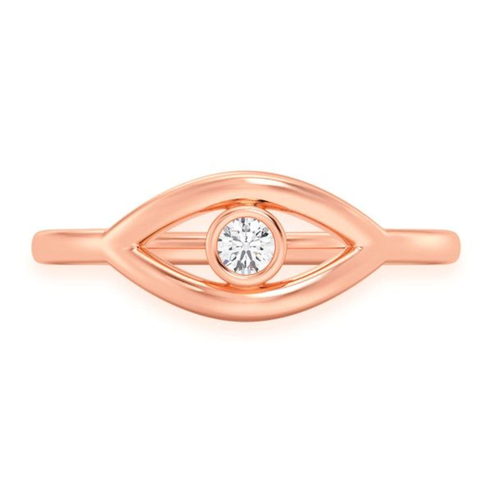 Evil Eye Diamond Ring 14k Solid Gold 0.05ctw