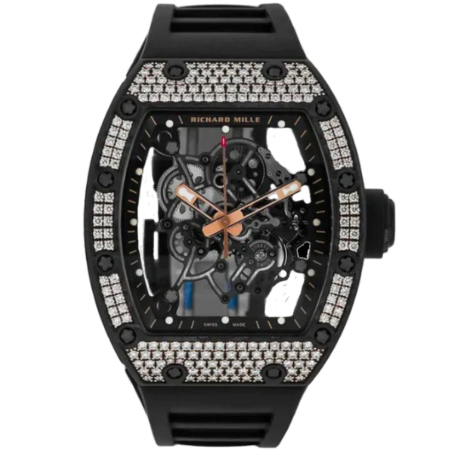 Richard Mille RM 055 Rose Gold Carbon TPT Diamond-Set luxury watch at 1Luxury Miami