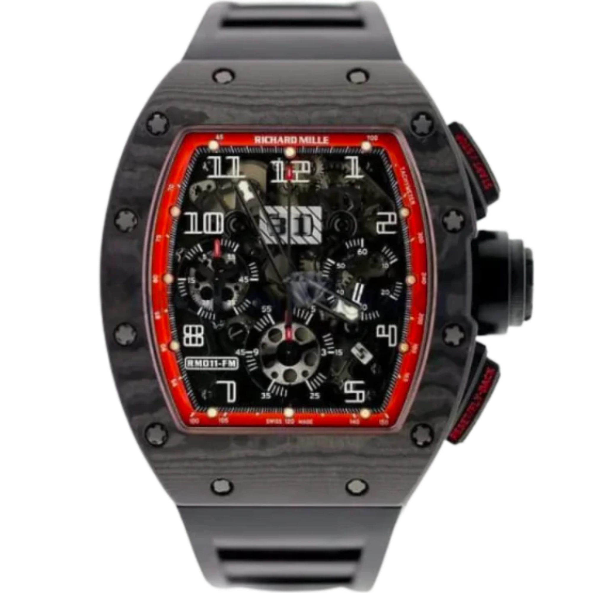 RM 011 Felipe Massa Black Night  Carbon Rubber Strap Carbon Fiber Case