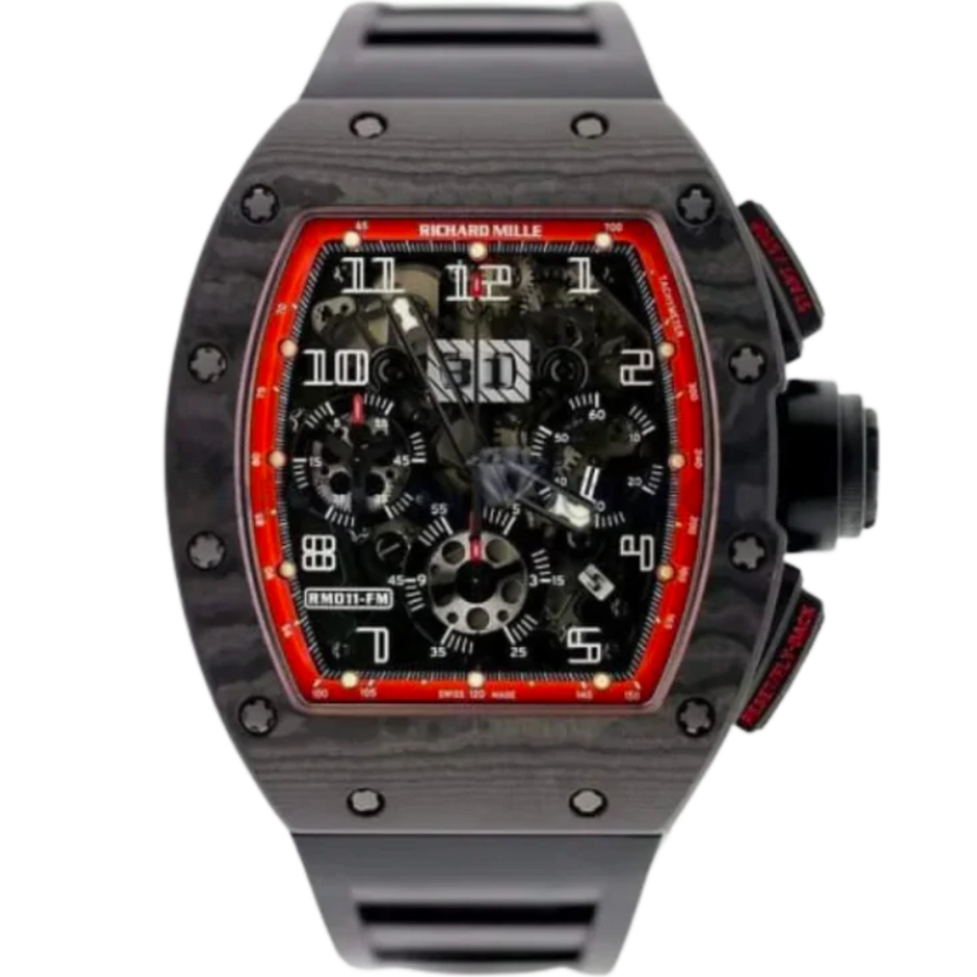 Richard Mille RM 011 Carbon TPT Diamond-Set Rubber Strap luxury watch at 1Luxury Miami