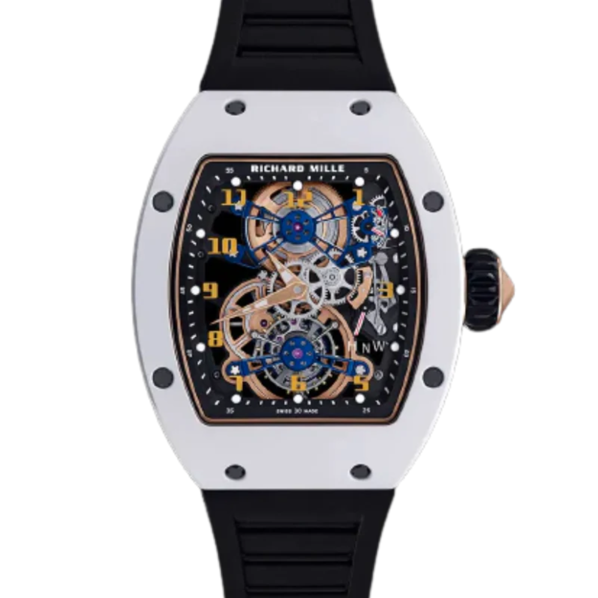 RM 17-02 Manual Winding Tourbillon Rubber Strap Skeleton Dial Ceramic Case