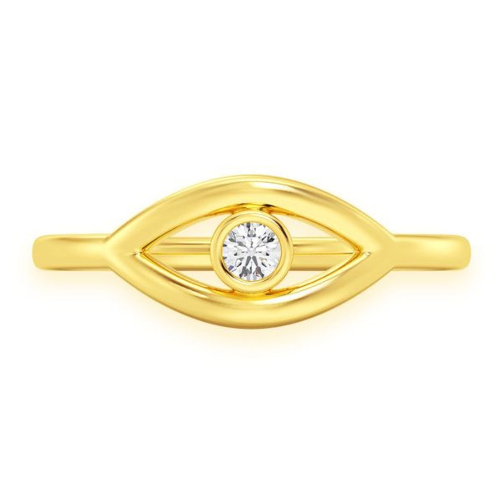 Evil Eye Diamond Ring 14k Solid Gold 0.05ctw