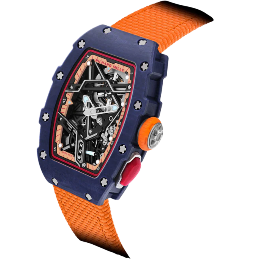 Richard Mille RM 07-04 Carbon TPT Diamond-Set Blue Quartz Velcro Strap Skeleton Dial luxury watch at 1Luxury Miami