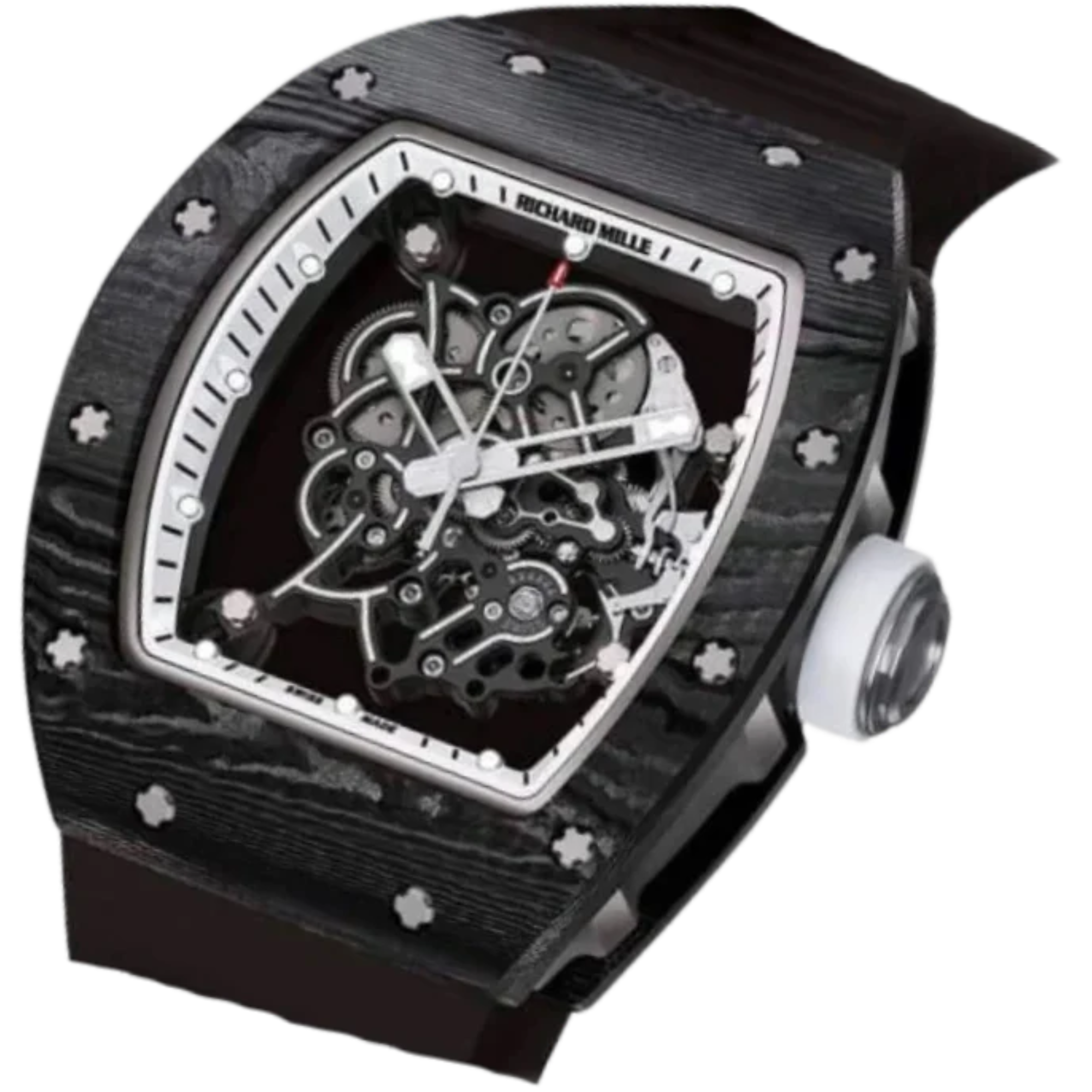 RM 55 Bubba Watson White Legend Rubber Strap Skeleton Dial Titanium Case Carbon Bezel