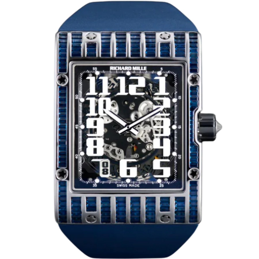Richard Mille RM 016 Sapphire Diamond-Set Baguette-Set Rubber Strap luxury watch at 1Luxury Miami