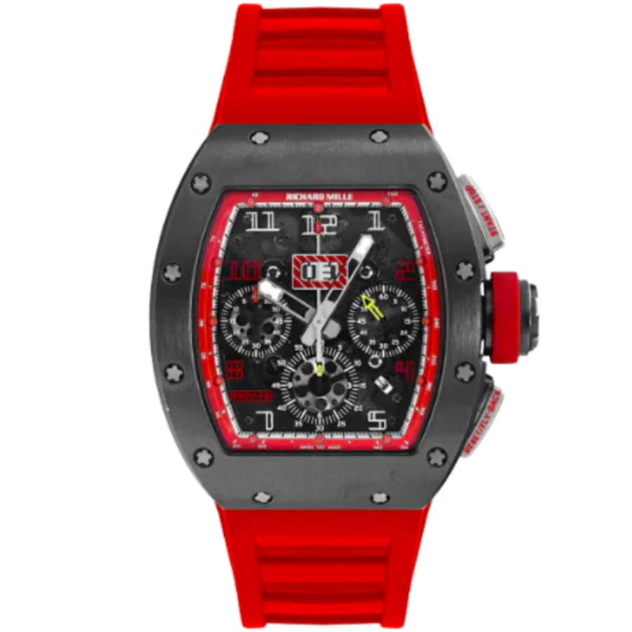 Richard Mille RM 011 Titanium Diamond-Set Rubber Strap luxury watch at 1Luxury Miami