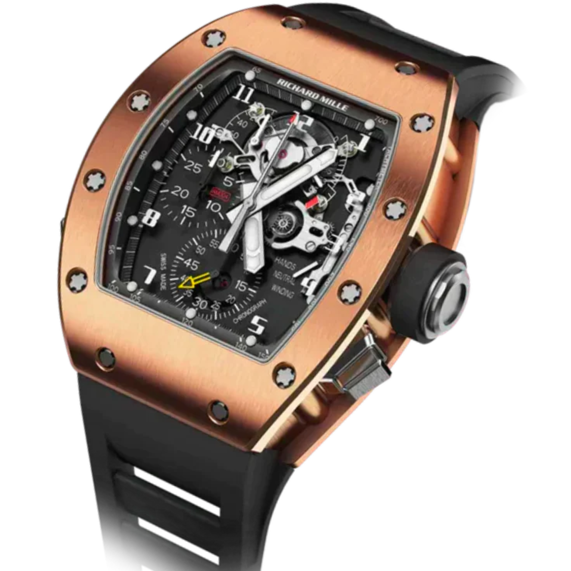 RM 004-V1 Split-Seconds Chronograph Rubber Strap Yellow Gold Case