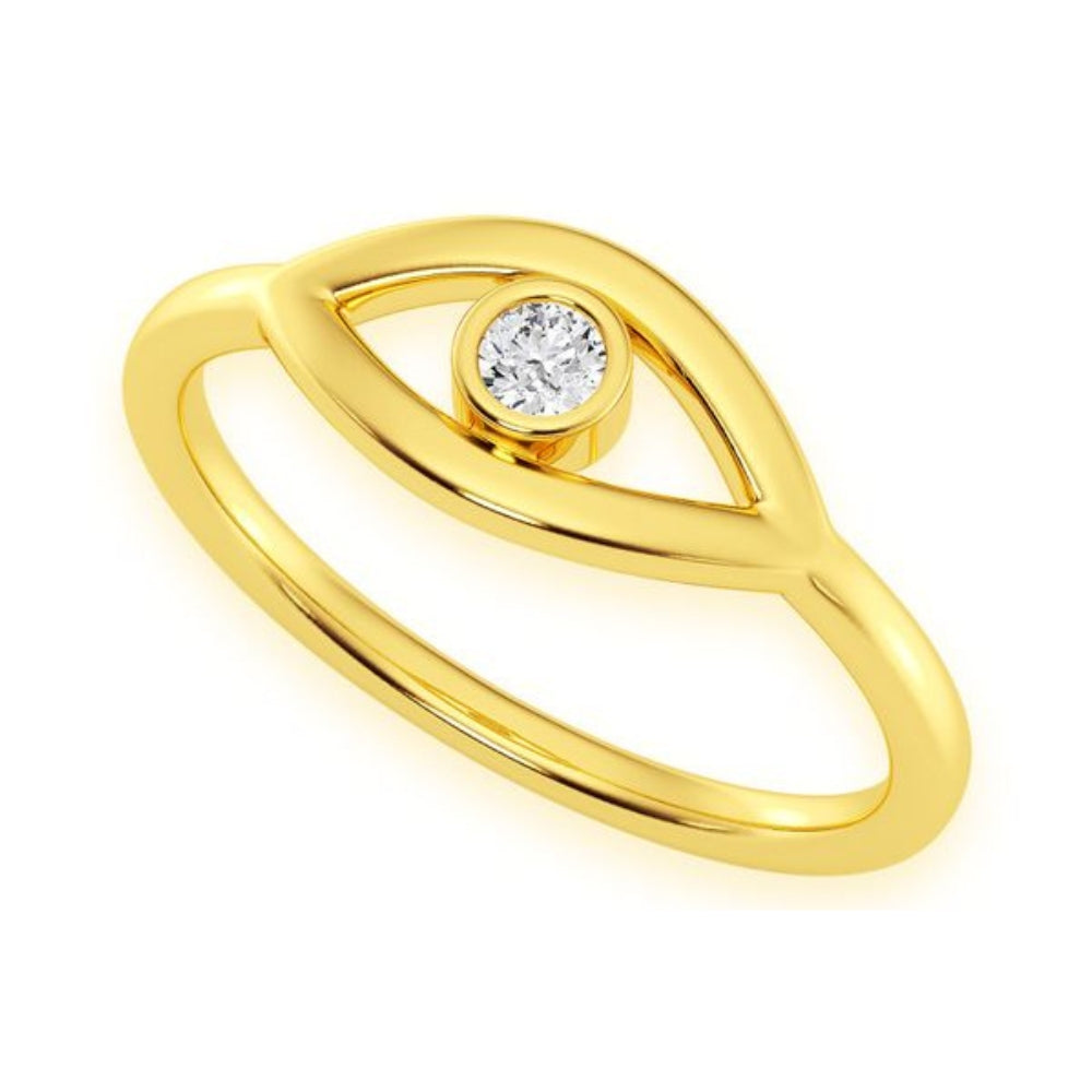 Evil Eye Diamond Ring 14k Solid Gold 0.05ctw