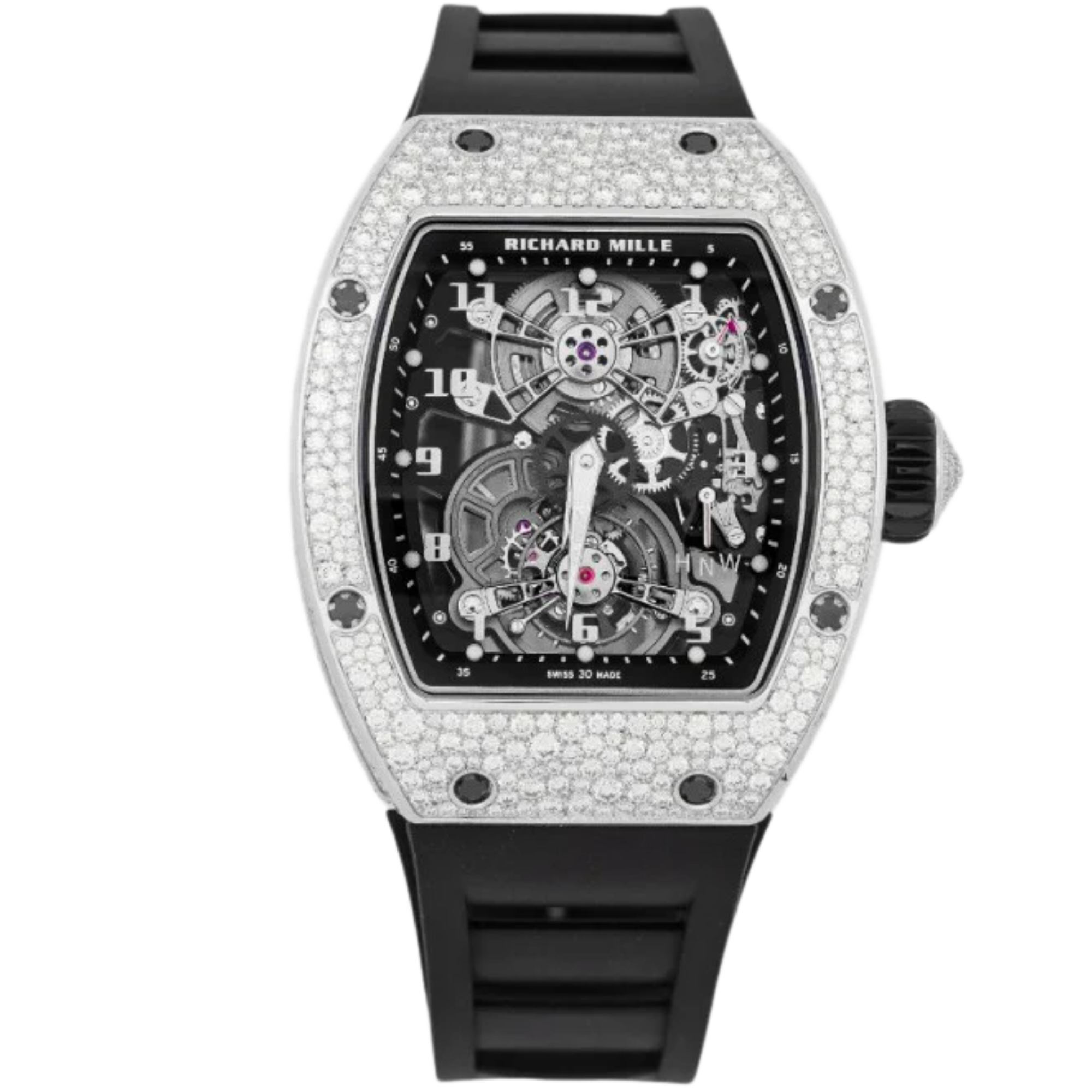 RM017 White Gold Snow Setting Tourbillon