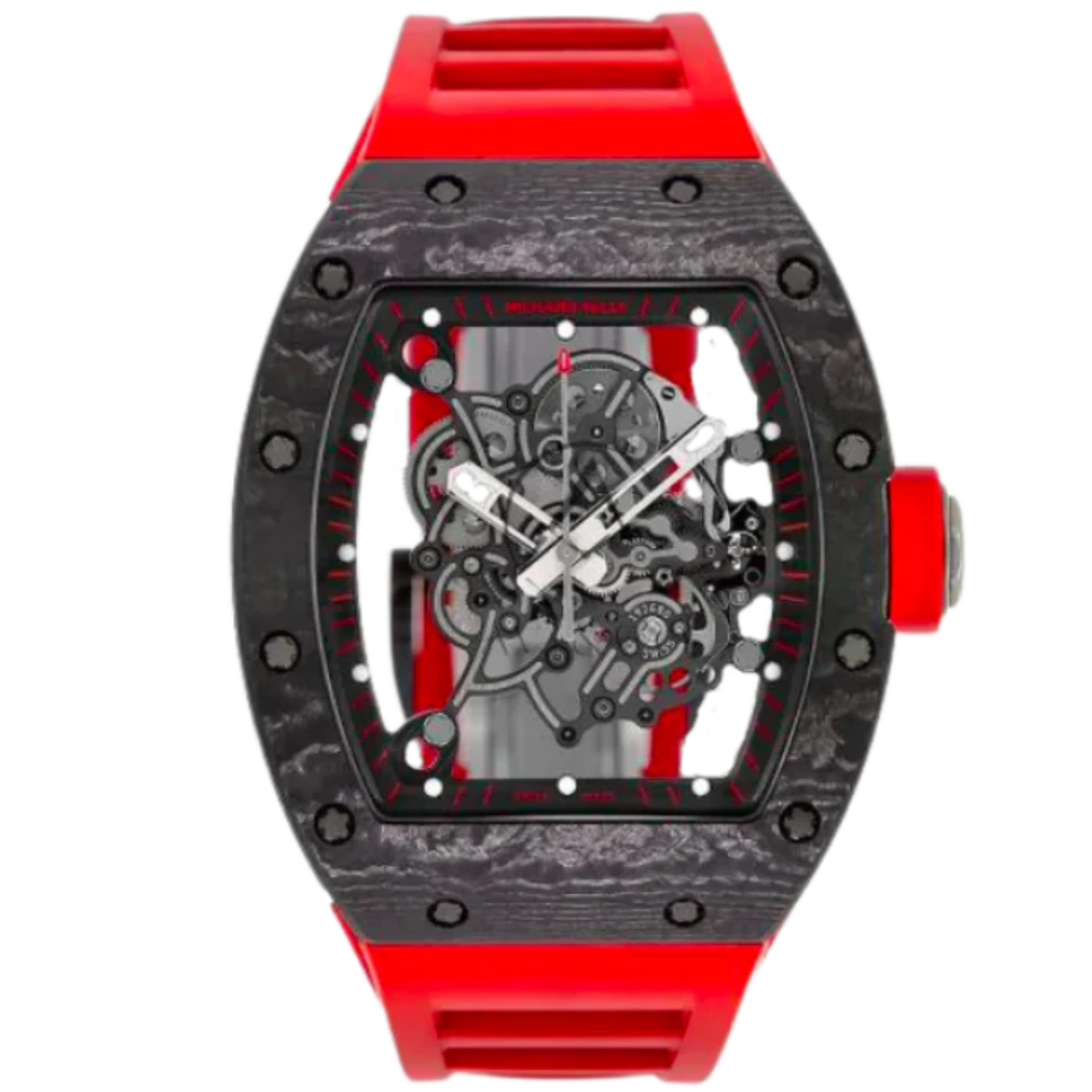 RM 055 Bubba Watson Dark Legend Automatic Red Rubber Strap Black Ceramic Case