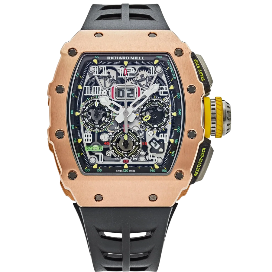 Richard Mille RM 011-03 Rose Gold Diamond-Set Rubber Strap luxury watch at 1Luxury Miami