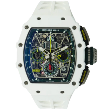 RM 011-03 Le Mans Classic White Ceramic Rubber Strap Skeleton Dial White ATZ Ceramic Case