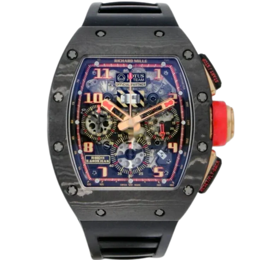 Richard Mille RM 011 Carbon TPT Diamond-Set Rubber Strap luxury watch at 1Luxury Miami