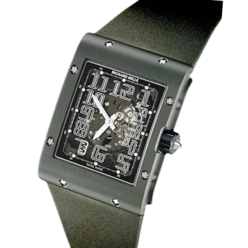 RM 016 Automatic Extra Flat Black Rubber Strap Titanium Case