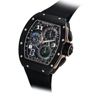 RM 72-01 Automatic Winding Lifestyle Flyback Chronograph Black Rubber Strap Black Ceramic & Rose Gold Case