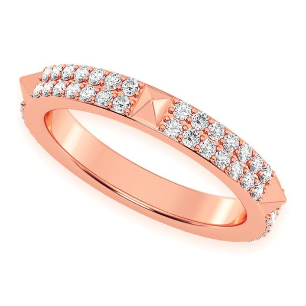 Two Row Spike Diamond Ring 14k Solid Gold 0.50ctw