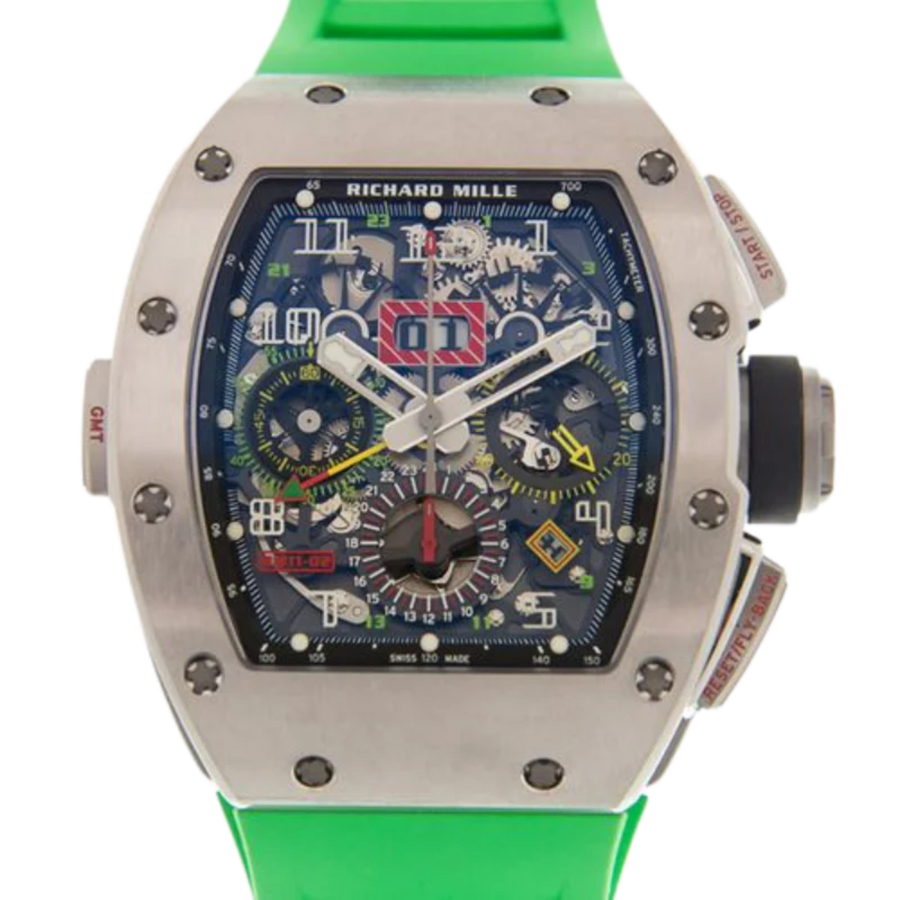 Richard Mille RM 011-02 Titanium Diamond-Set Rubber Strap luxury watch at 1Luxury Miami