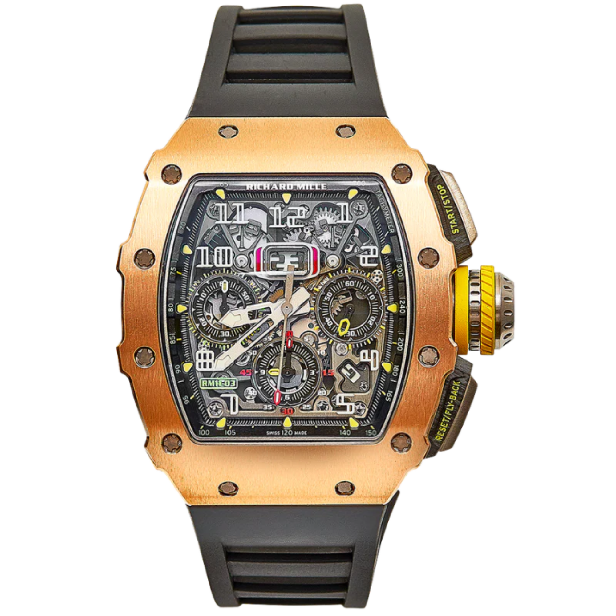 RM 011 Automatic Flyback Chronograph Felipe Massa Rose Gold Black Rubber Strap Rose Gold Case