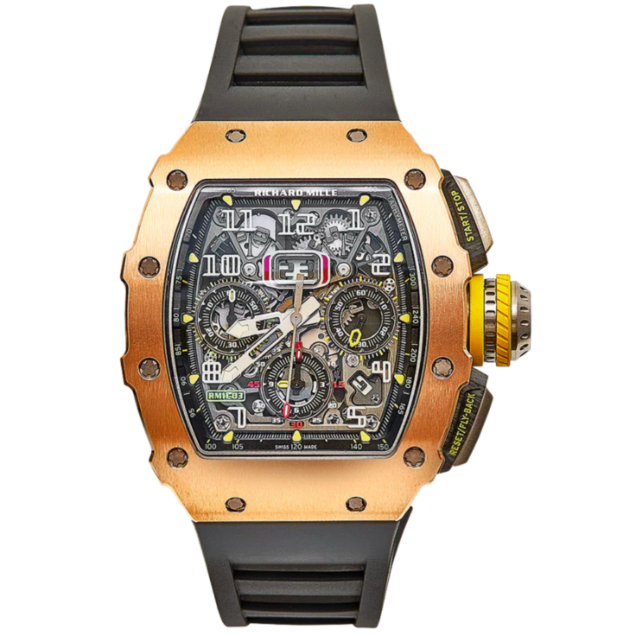 Richard Mille RM 011 Rose Gold Diamond-Set Rubber Strap luxury watch at 1Luxury Miami