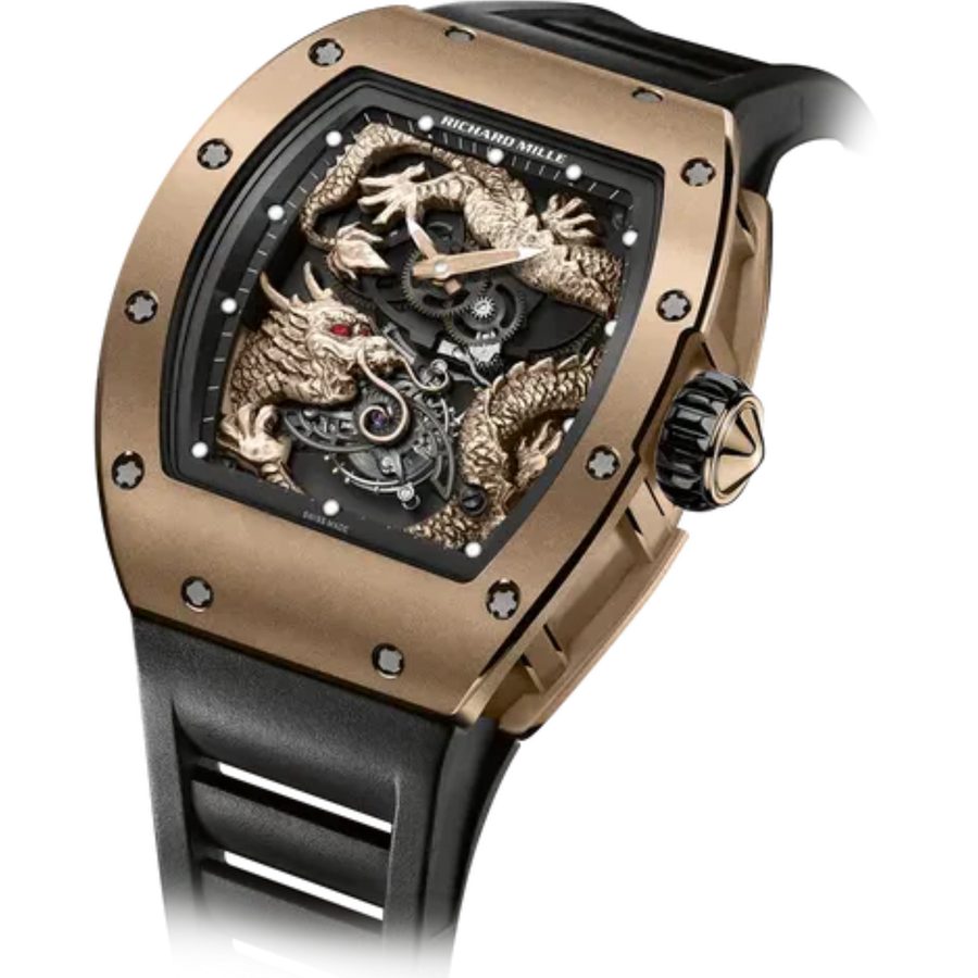Richard Mille RM 057 Red Gold Diamond-Set Red Gold Dial Rubber Strap luxury watch at 1Luxury Miami