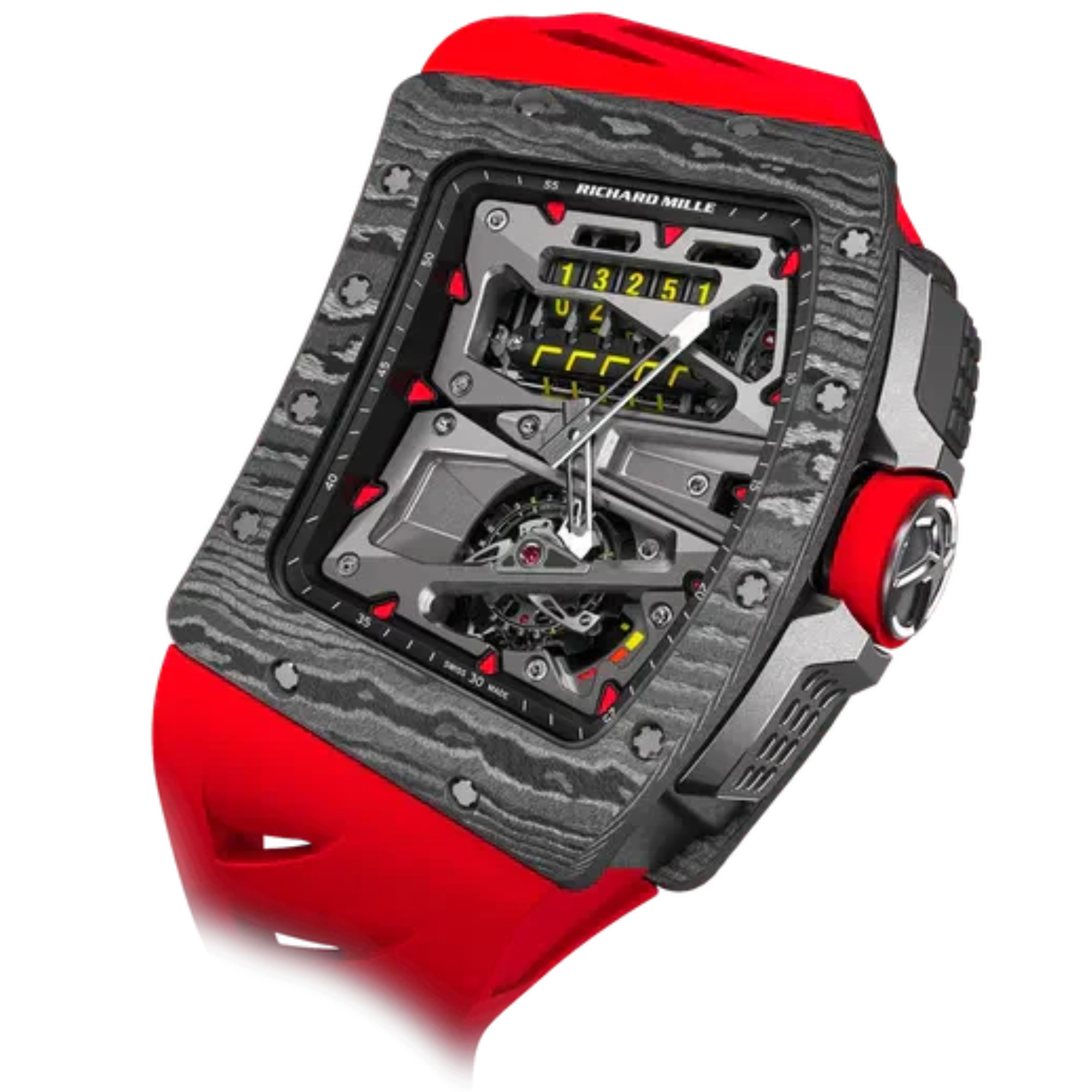 RM 70-01 Tourbillon Alain Prost Limited Edition Curved Skeletonized Manual Winding Rubber Carbon Case