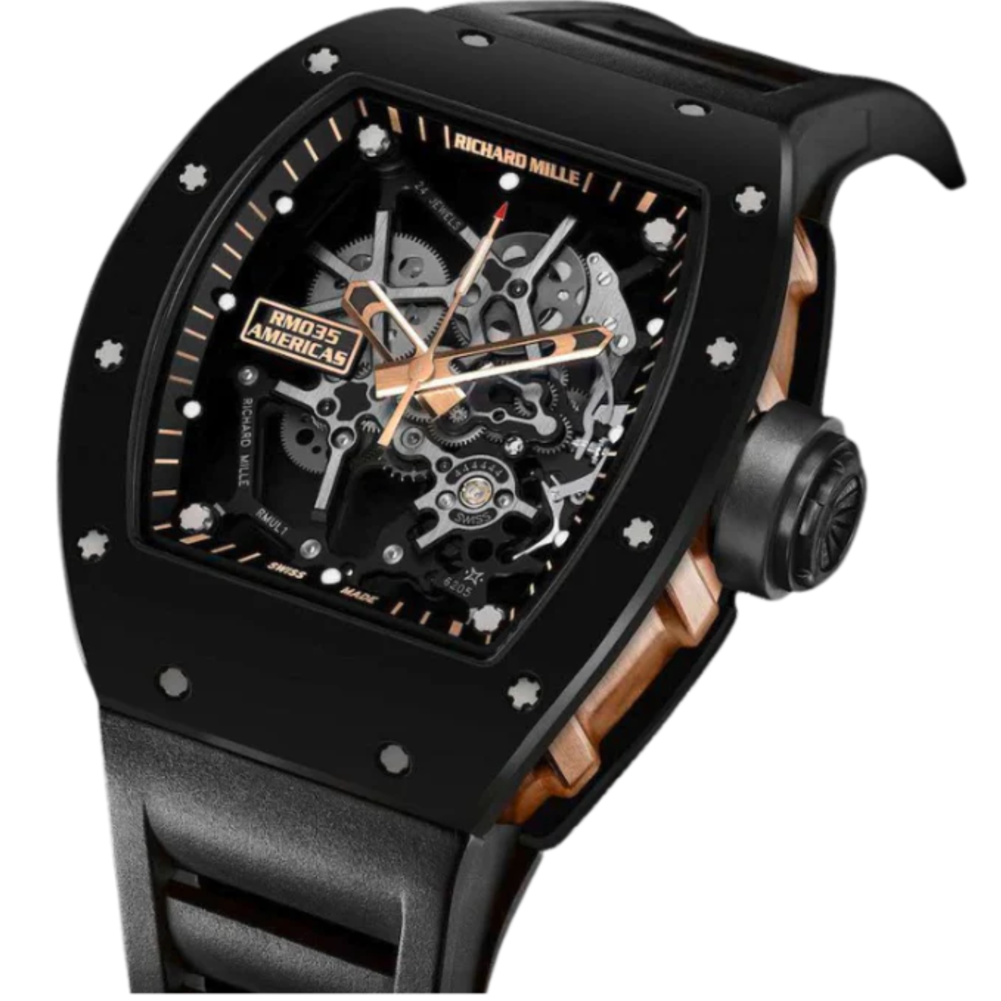RM 035 Black Toro Manual Winding Black Rubber Strap Ceramic Case