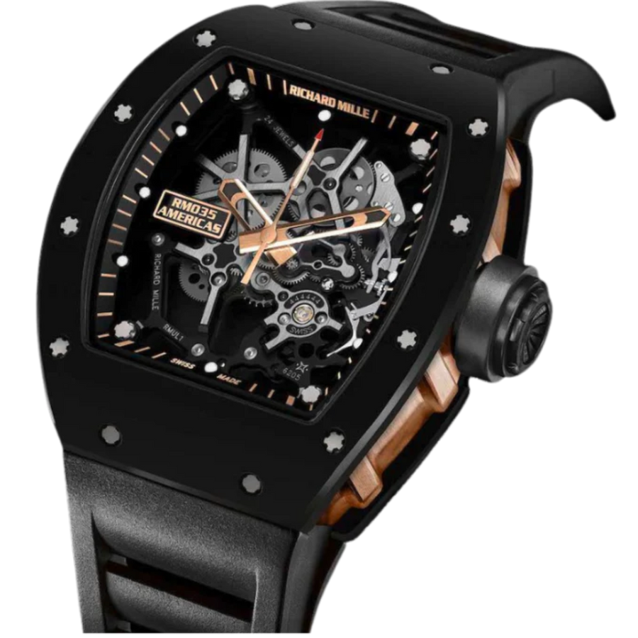 Richard Mille RM 035 Ceramic Diamond-Set Rubber Strap luxury watch at 1Luxury Miami