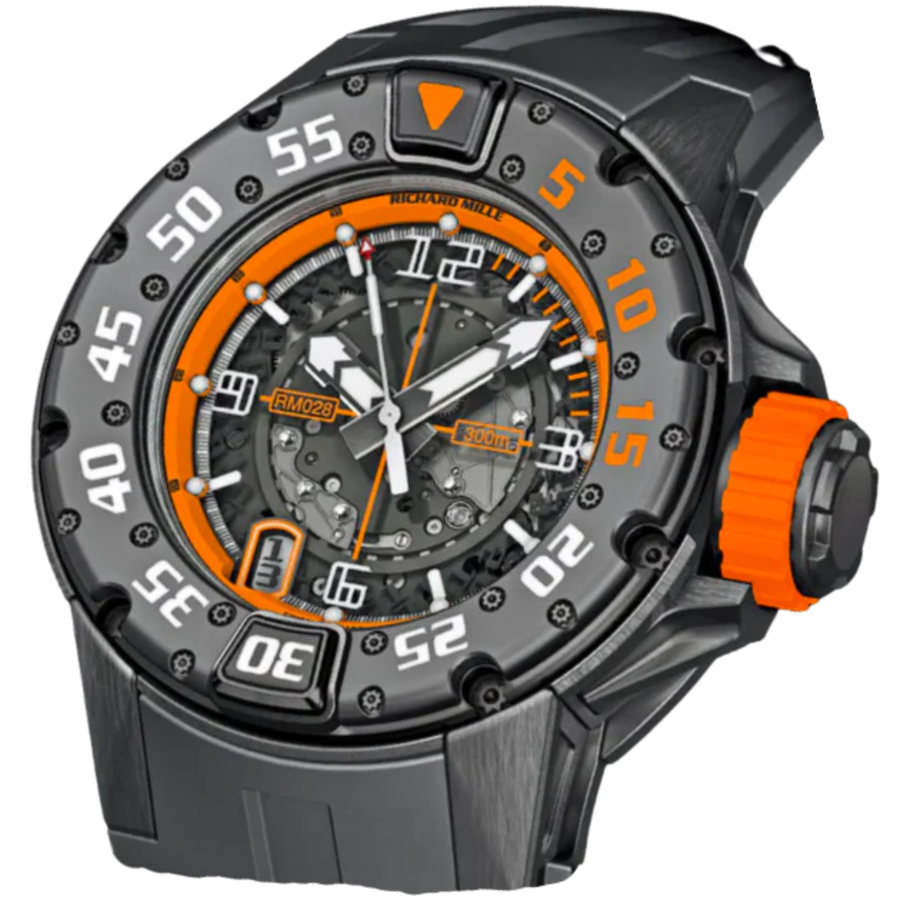 Richard Mille RM 028 Titanium Diamond-Set Rubber Strap luxury watch at 1Luxury Miami