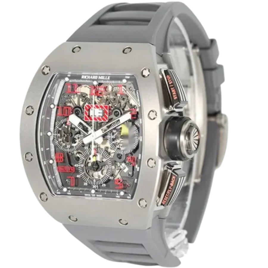 Richard Mille RM 011 Titanium Diamond-Set Rubber Strap luxury watch at 1Luxury Miami