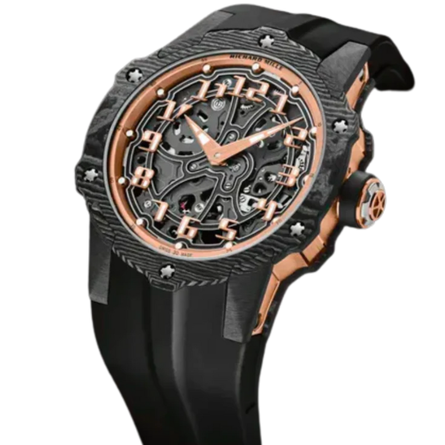 Richard Mille RM 33-02 Diamond-Set Black Dial Rubber Strap luxury watch at 1Luxury Miami
