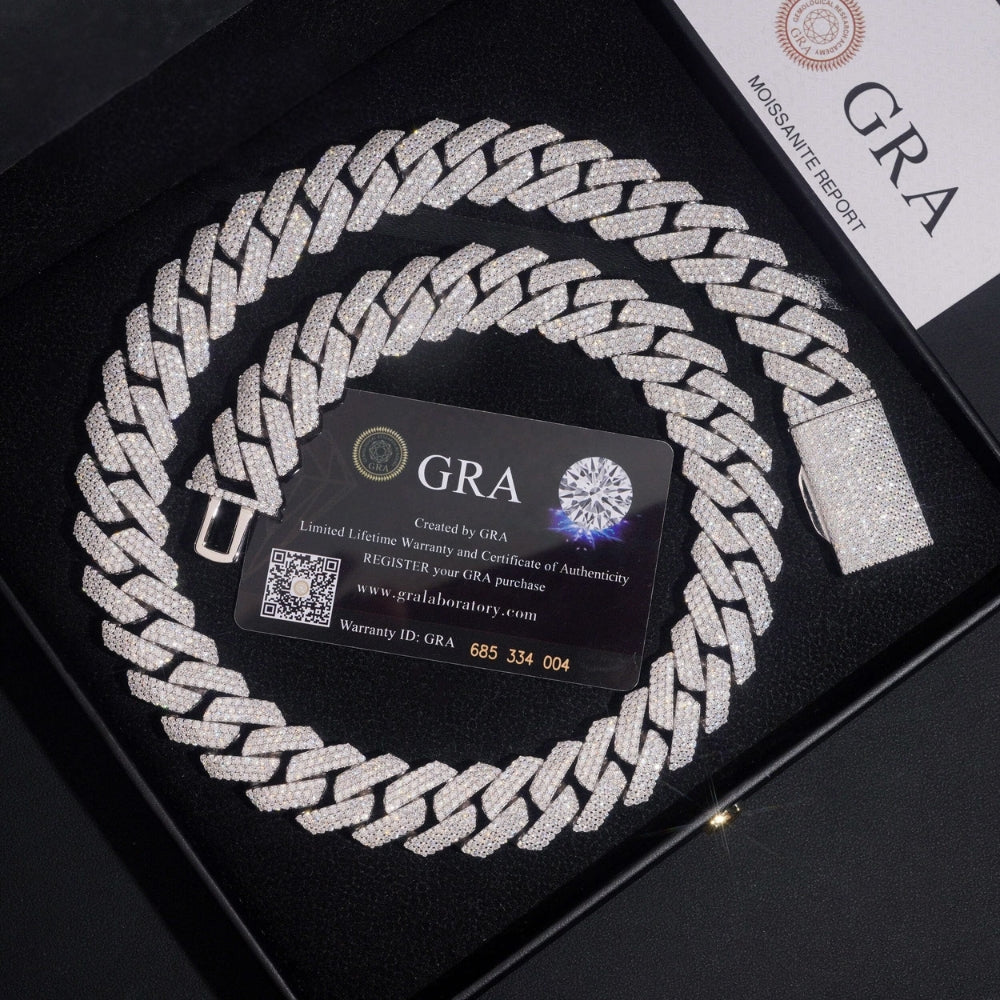 Moissanite Cuban Links Chain 20mm - 925 Sterling Silver