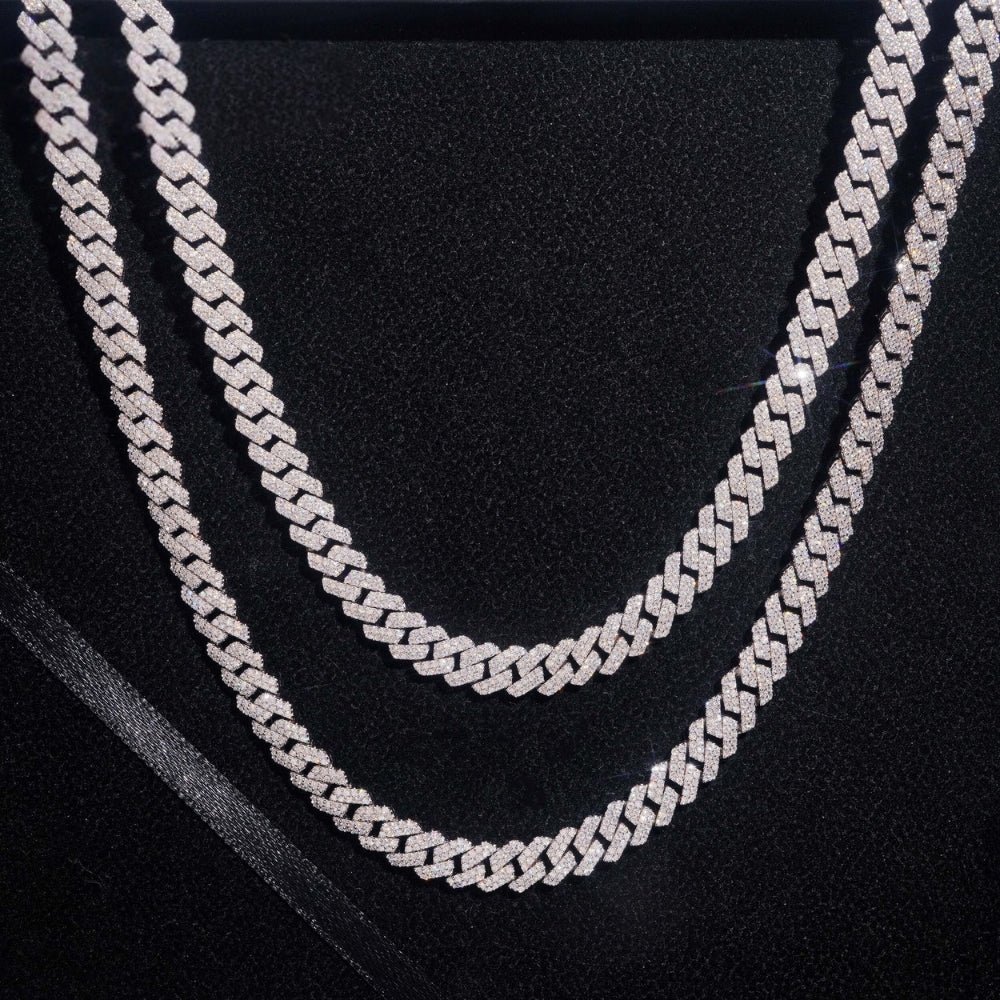 Moissanite Cuban Links Chain 8mm - 925 Sterling Silver