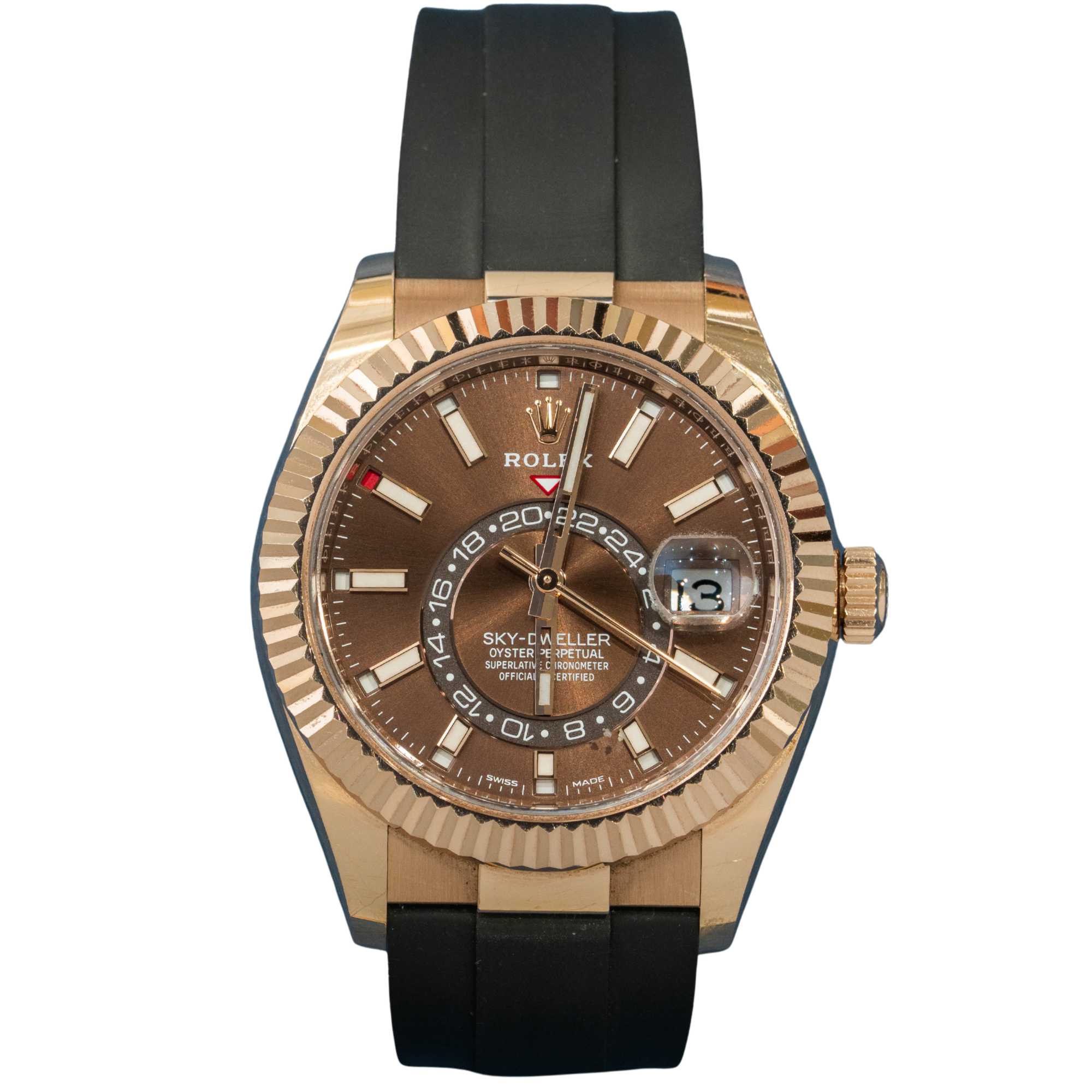 Rolex Skydweller Ref. 326935 42MM Rose Gold Chocolate Dial on Oysterflex