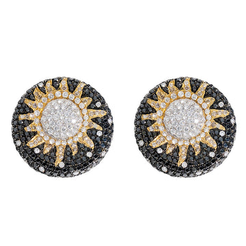 Sun Earrings With black Diamonds