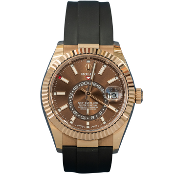 Rolex Skydweller Ref. 326935 42MM Rose Gold Chocolate Dial on Oysterflex