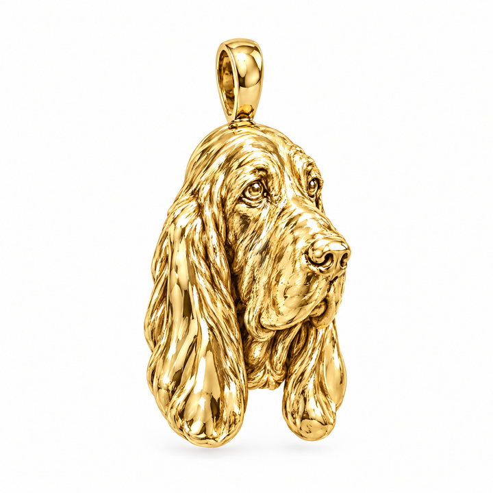 Basset Hound gold dog pendant — design render