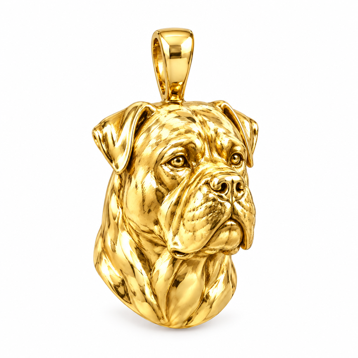 Bullmastiff gold dog pendant — design render