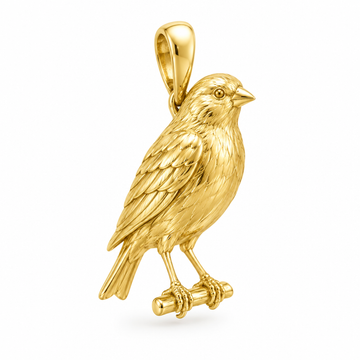 Canary pendant design render in high-polish yellow gold on white; pendant only.