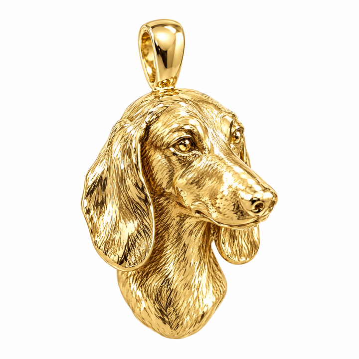 Dachshund gold dog pendant — design render