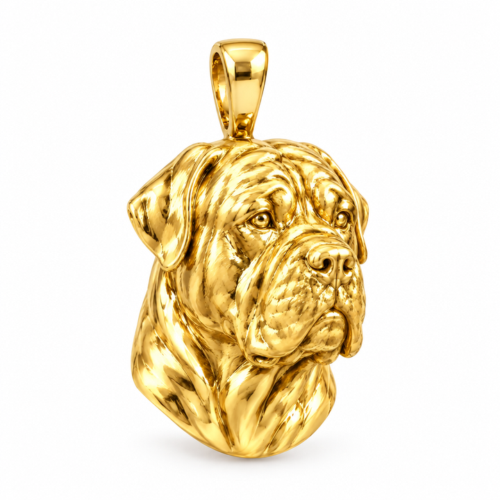 Dogue de Bordeaux gold dog pendant — design render