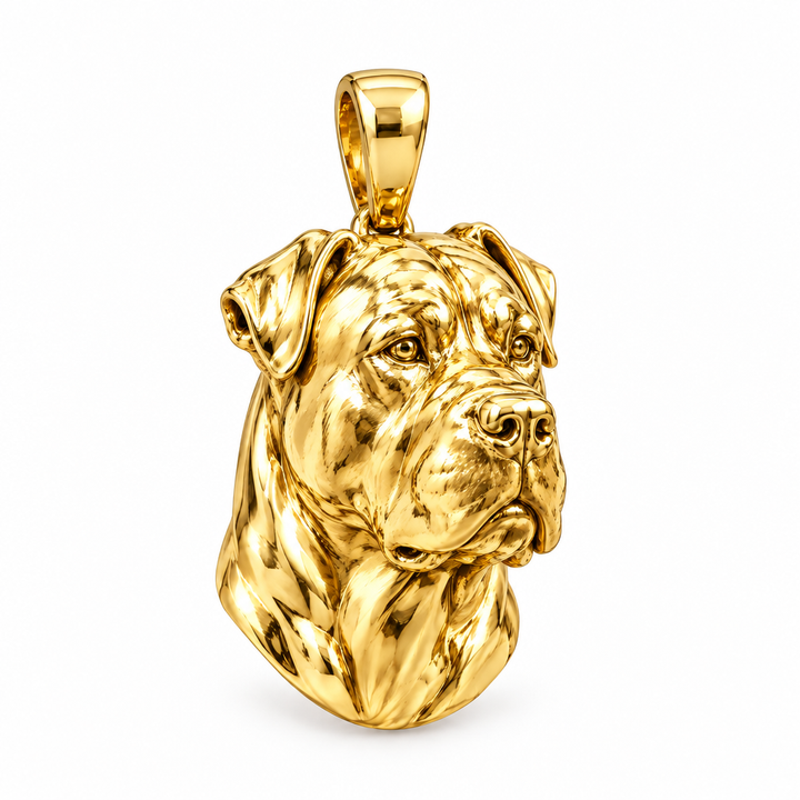 Presa Canario gold dog pendant — design render