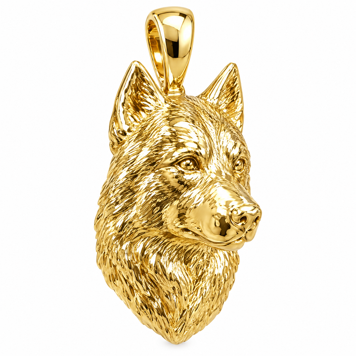 Siberian Husky gold dog pendant — design render