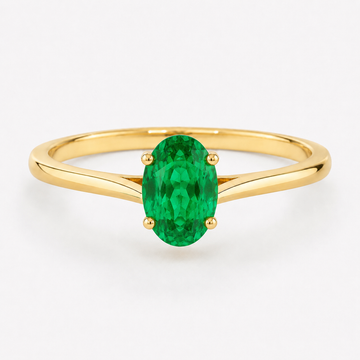 0.50 carat oval-cut laboratory-created emerald solitaire ring in 14K yellow gold